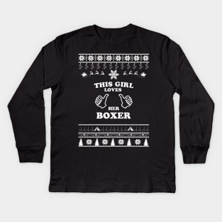 Merry Christmas Boxer Kids Long Sleeve T-Shirt